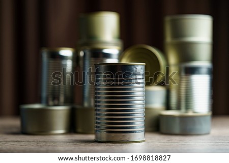 Group of Aluminium canned food.