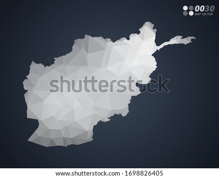 Afghanistan map grey polygon red triangle mosaic with dark background. style gradient vector.