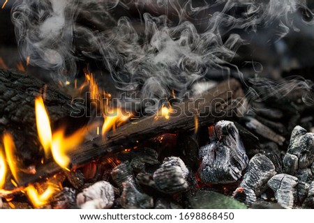 Hot fire flame burn on wood
