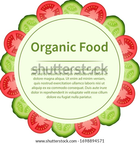 Isolated round vegetable frame .Assorted sliced vegetables for salad. Vector template. Flat style.