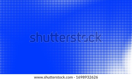 Dots halftone white blue color pattern gradient texture with technology digital background. Dots pop art comics with summer background. 