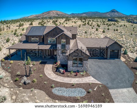 Real estate photography image taken with a drone in Bend, Oregon. Royalty-Free Stock Photo #1698946189