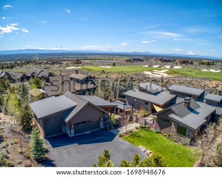 Real Estate Photography drone image taken with a drone in Bend, Oregon. Royalty-Free Stock Photo #1698948676