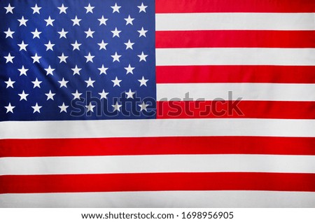 USA flag background with copy space. Top view