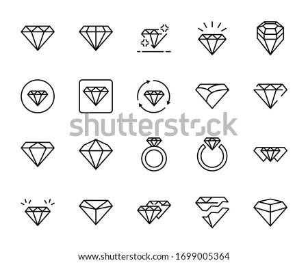 Line diamond icon set isolated on white background. Outline money symbols for website design, mobile application, ui. Collection of fashion pictogram. Vector illustration, editable strok. Eps10 Royalty-Free Stock Photo #1699005364