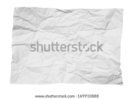 crumpled white paper on white background