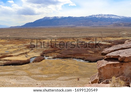 View from the top of Chalk Bluff overlooking the Owens River near Bishop California
