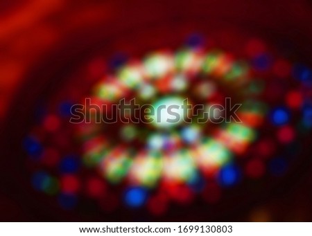 Bokeh in the church window,abstract blurred view of pews in the choir of a large church cathedral