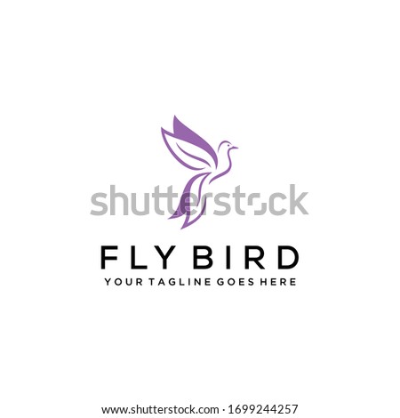 Luxury bird with nature leaf logo template vector icon.