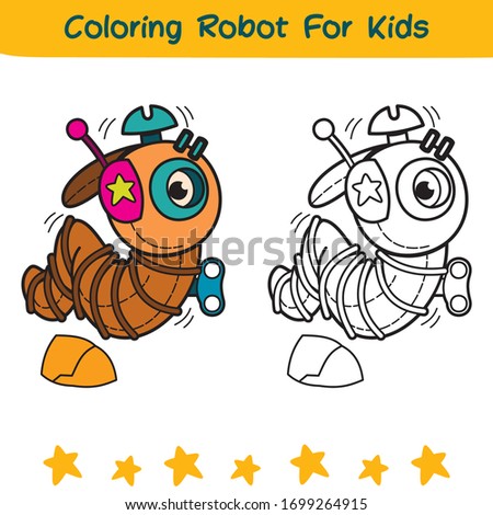 coloring robot for kids - cute cartoon robot 