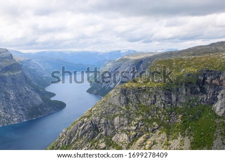 Beautiful fjords in Norway, on the way to Trolltunga