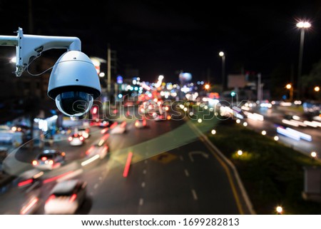 A speed dome camera new technology 4.0 signal for Checking speed of cars on high way street and check for safe accident on street are signal of speed check by CCTV system