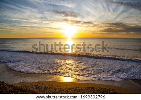 Golden sunset over the Pacific Ocean in California
