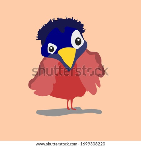 Funny Bird Cartoon Character Vector Illustration
