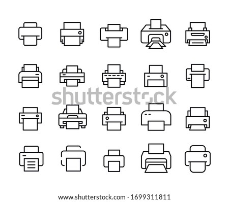 Vector line icons collection of printer. Vector outline pictograms isolated on a white background. Line icons collection for web apps and mobile concept. Premium quality symbols Royalty-Free Stock Photo #1699311811