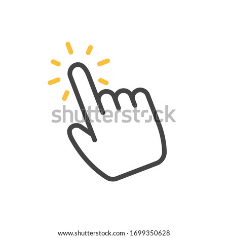 cursor mouse shaped like a hand. The hand holding the index finger to click or touch the button. Royalty-Free Stock Photo #1699350628