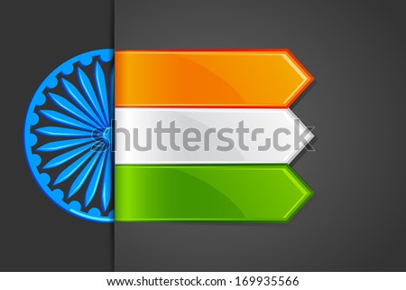 vector illustration of India Tricolor Label Tag for promotion
