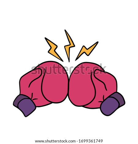 Boxing gloves punch cartoon art, sticker template