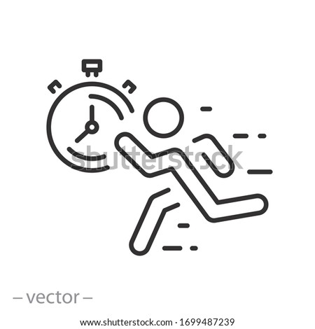fast pace runner icon, man quick accelerate, run on time, worker late on  job, thin line web symbol on white background - editable stroke vector illustration eps10 Royalty-Free Stock Photo #1699487239