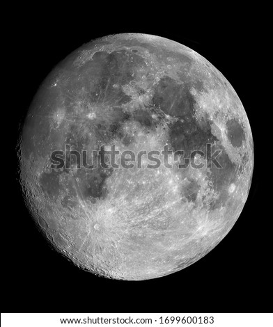 Full moon High resolution sharp image on a black background by night