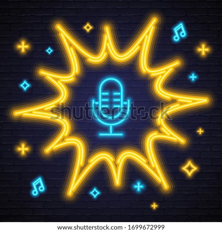 Microphone Neon Sign Logo Element