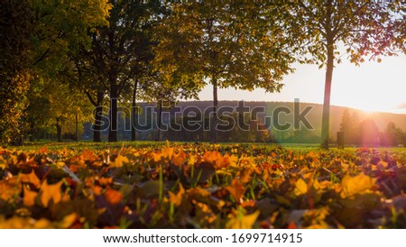 Malerische Landschaft im Herbst bei Sonnenschein