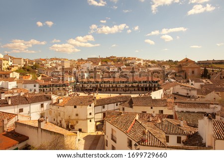 Panoramic view of Chinchon, a small Spanish Village near Madrid, Spain