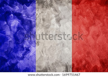 France flag on concrete cement wall textured background