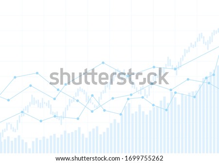 Illustration of financial chart of growing and falling market. Blue display of trend index on white background - vector