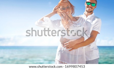 Summer time on beach and two lovers 