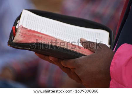Indian language Bible reading closeup  Royalty-Free Stock Photo #1699898068