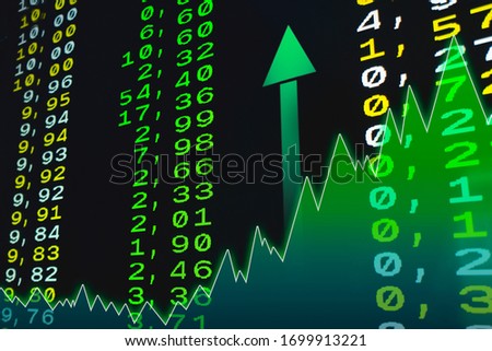 Stock Market Values in Green Numbers Showing The Increased Prices of the Share Values on Teletex