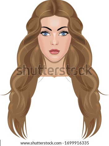 Beautiful young girl portrait. Illustration of women's head
