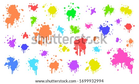 Color Spray Different Set Paint Blot Element Vector Object Brush