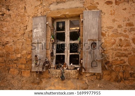 Old vintage window in France. Summer