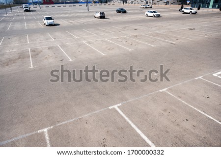 empty parking spaces near the mall in the morning