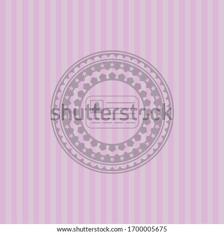 identification card icon inside pink icon or emblem