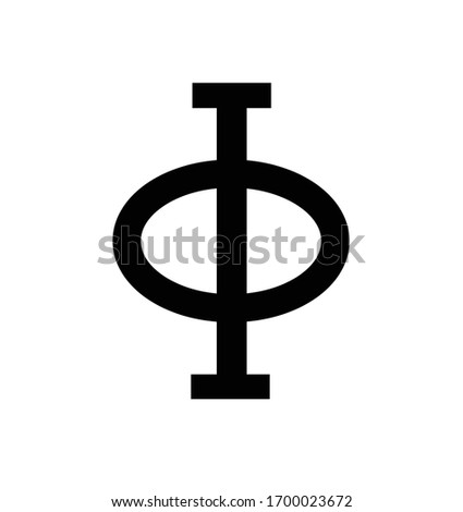 phi symbol on white background.