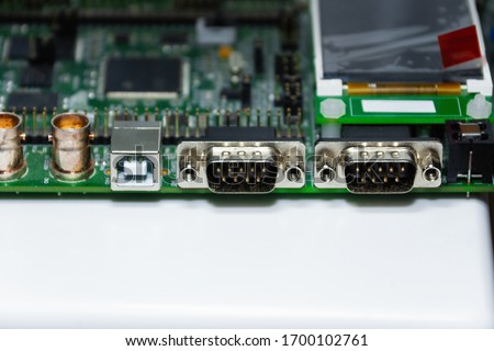 rs-232 and usb type b uart interfaces on the evo dev board Royalty-Free Stock Photo #1700102761
