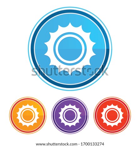Sun icon flat design round buttons set illustration design isolated on white background
