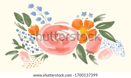 A Pink and Orange Flower Arrangement Vector Graphic Watercolor 