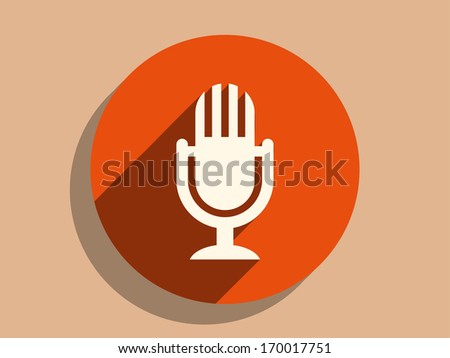 Flat long shadow icon of mic