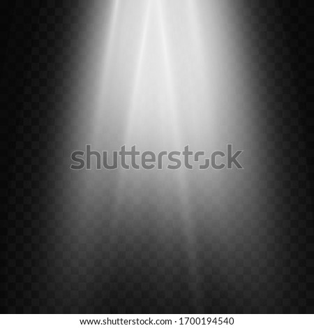 White sun rays and glow light effect on transparent background. Vector illustration.
