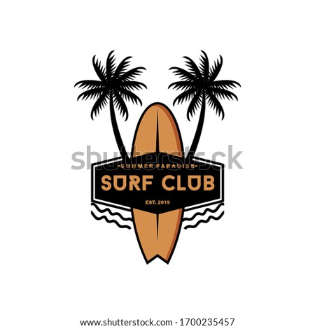 surf board beach vector logo design