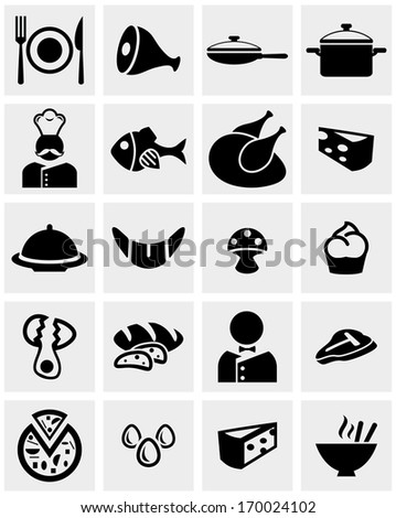 Food and Restaurant vector icon set on gray 