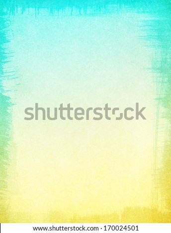 A textured paper background with a subtle yellow to turquoise blue gradient.  Image displays a ragged edge border, and a distinct grain pattern at 100 percent.