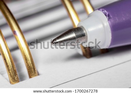 Extreme close up shot of ball point pen