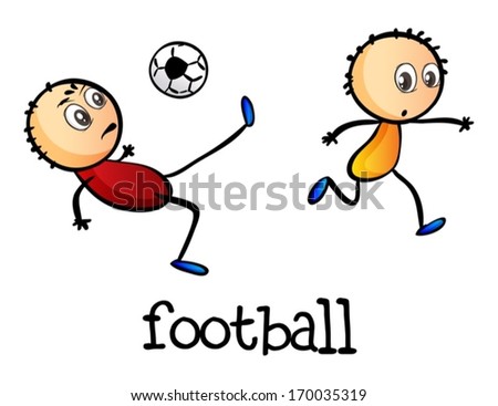 Illustration of the stickmen playing football on a white background