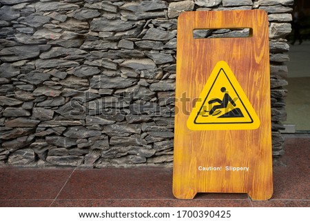 Warning sign for wet floor, close up