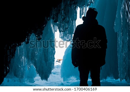 Stalactites or icicles in caves on lake Baikal